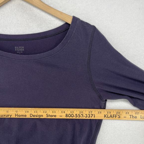 EILEEN FISHER Top S Organic Cotton Stretch Jersey Round Neck Long Sleeve Gray - Picture 12 of 14
